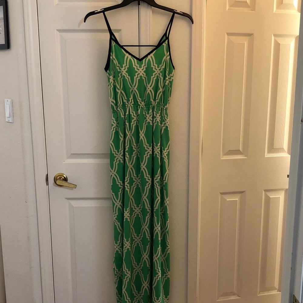 Francesca Elegant Green Patterned Maxi Dress Size… - image 1